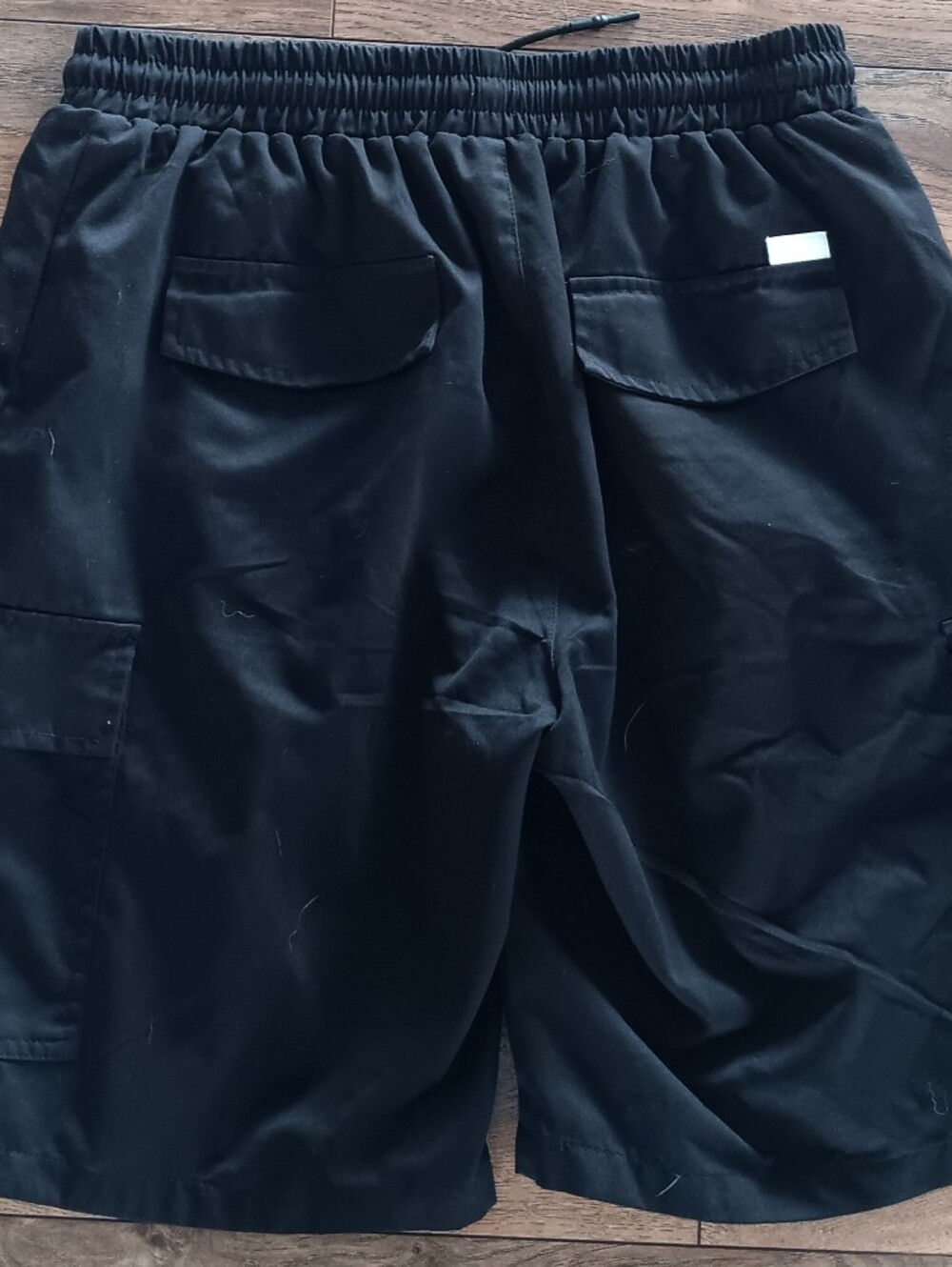Black Cargo Drawstring Shorts - Picture 2 of 2